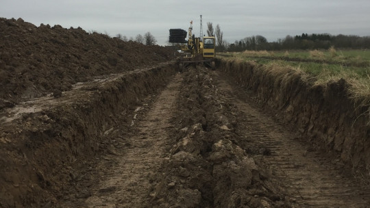 View up the workings - the new pipe now laid at the bottom of the track