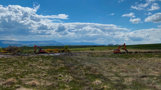 Farm pond construction near Thornhill, Stirling